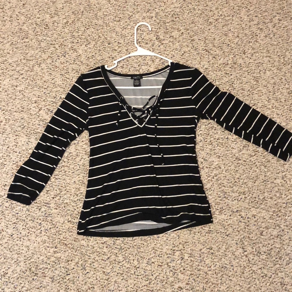 Striped black and white long sleeve